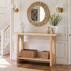 47" Farmhouse Wood Console Table – 2" Thick Veneer Top & 2-Tier Open Shelf