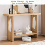 47" Farmhouse Wood Console Table – 2" Thick Veneer Top & 2-Tier Open Shelf