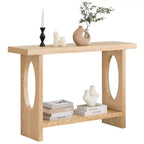 47" Farmhouse Wood Console Table – 2" Thick Veneer Top & 2-Tier Open Shelf