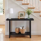 47" Farmhouse Wood Console Table – 2" Thick Veneer Top & 2-Tier Open Shelf