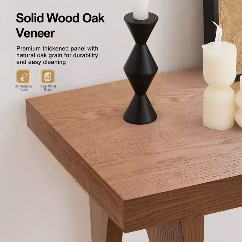 47" Farmhouse Wood Console Table – 2" Thick Veneer Top & 2-Tier Open Shelf