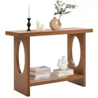 47" Farmhouse Wood Console Table – 2" Thick Veneer Top & 2-Tier Open Shelf