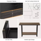47" Farmhouse Wood Console Table – 2" Thick Veneer Top & 2-Tier Open Shelf
