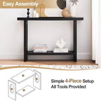 47" Farmhouse Wood Console Table – 2" Thick Veneer Top & 2-Tier Open Shelf
