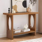 47" Farmhouse Wood Console Table – 2" Thick Veneer Top & 2-Tier Open Shelf