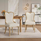 Lot de 2 chaises de salle à manger capitonnées à oreilles de style campagnard français – Cadre en bois d'hévéa, rembourrées