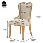 Lot de 2 chaises de salle à manger capitonnées à oreilles de style campagnard français – Cadre en bois d'hévéa, rembourrées
