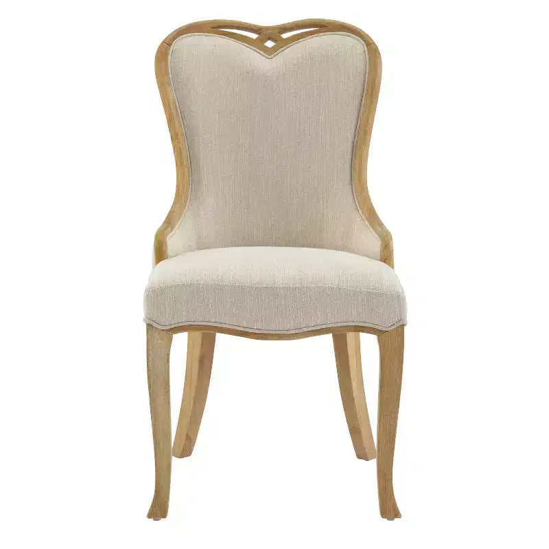 Set of 2 French Country Tufted Wingback Dining Chairs – Rubberwood Frame, Upholstered