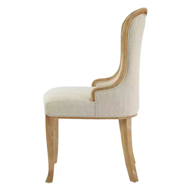Lot de 2 chaises de salle à manger capitonnées à oreilles de style campagnard français – Cadre en bois d'hévéa, rembourrées