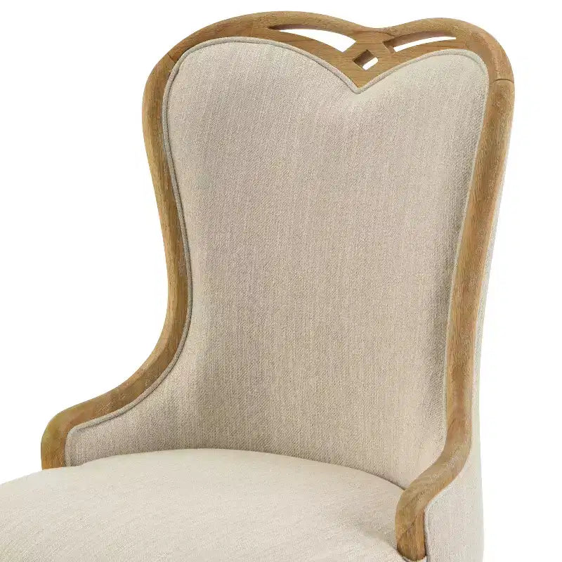 Lot de 2 chaises de salle à manger capitonnées à oreilles de style campagnard français – Cadre en bois d'hévéa, rembourrées