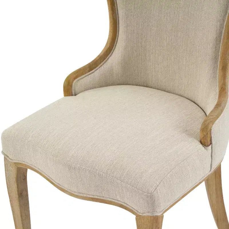 Lot de 2 chaises de salle à manger capitonnées à oreilles de style campagnard français – Cadre en bois d'hévéa, rembourrées