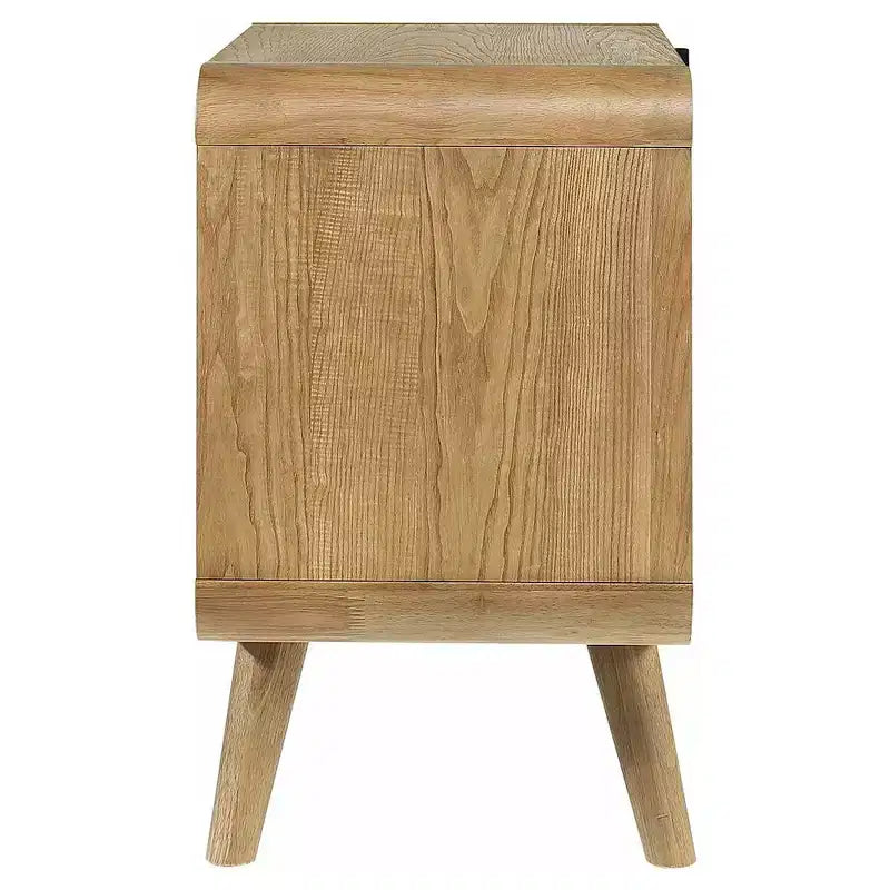 Robyn 2-Drawer Nightstand Bedside Table with USB Ports – Light Ash, Mid-Century Modern