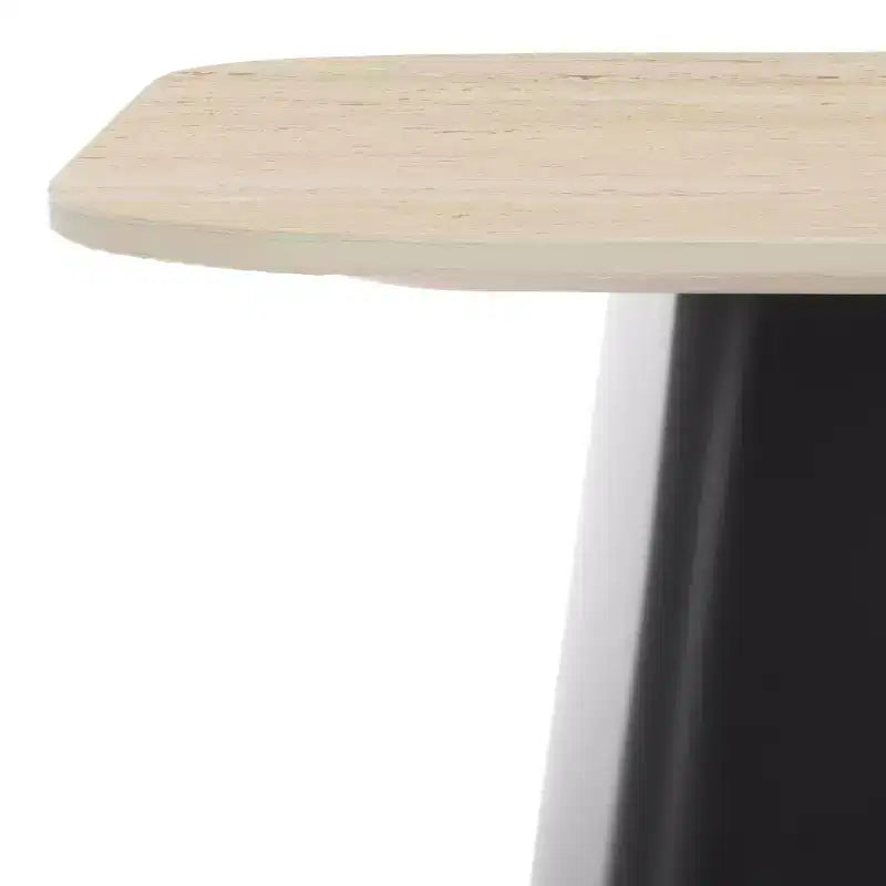 Fedo Modern Porcelain Side Table – Beige & Black Iron Frame, 19.7" Square