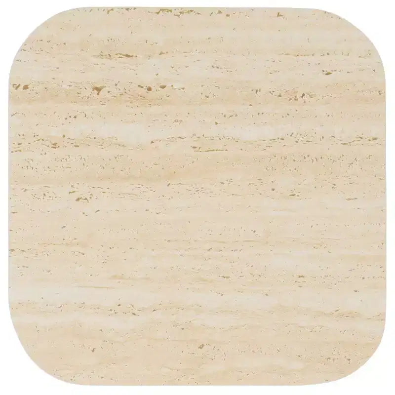 Table d'appoint Fedo moderne en porcelaine – Beige et structure en fer noir, carré de 19,7 po
