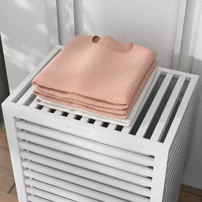 Panier à linge en bambou avec couvercle et sac de doublure amovible – Café, capacité 55 L