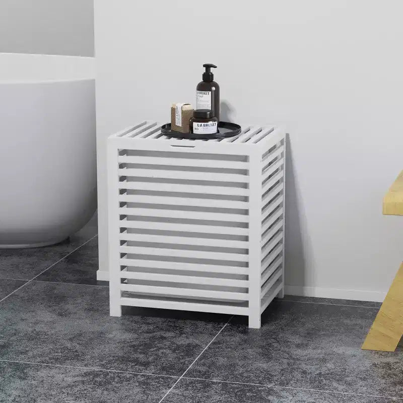 Panier à linge en bambou avec couvercle et sac de doublure amovible – Café, capacité 55 L
