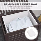 Panier à linge en bambou avec couvercle et sac de doublure amovible – Café, capacité 55 L