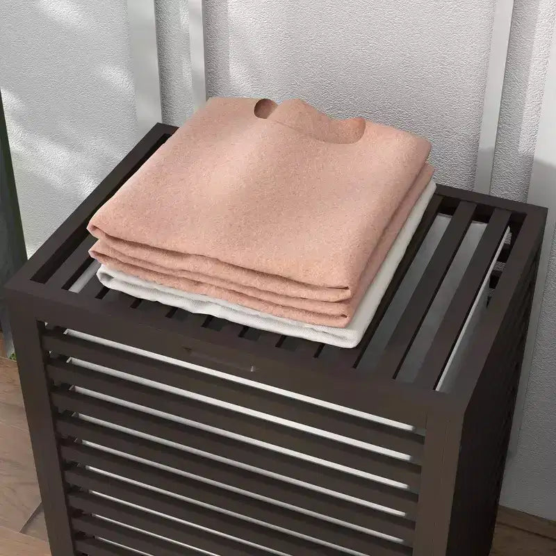 Panier à linge en bambou avec couvercle et sac de doublure amovible – Café, capacité 55 L
