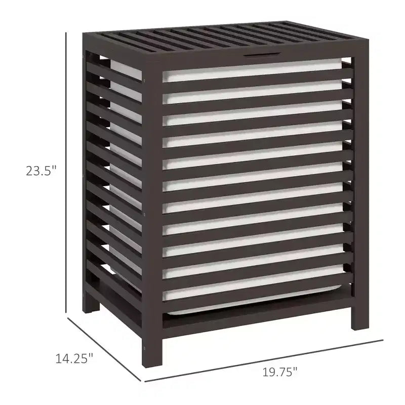 Bamboo Laundry Hamper with Lid & Removable Liner Bag – Coffee, 55L Capacity