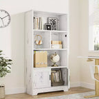 Bibliothèque de ferme blanche avec porte et lumière LED, style moderne