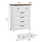 Commode verticale autoportante à 5 tiroirs noire/marron/marron et blanc/blanche