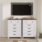Commode verticale autoportante à 5 tiroirs noire/marron/marron et blanc/blanche