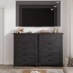 Commode verticale autoportante à 5 tiroirs noire/marron/marron et blanc/blanche