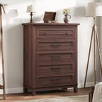 Commode verticale autoportante à 5 tiroirs noire/marron/marron et blanc/blanche