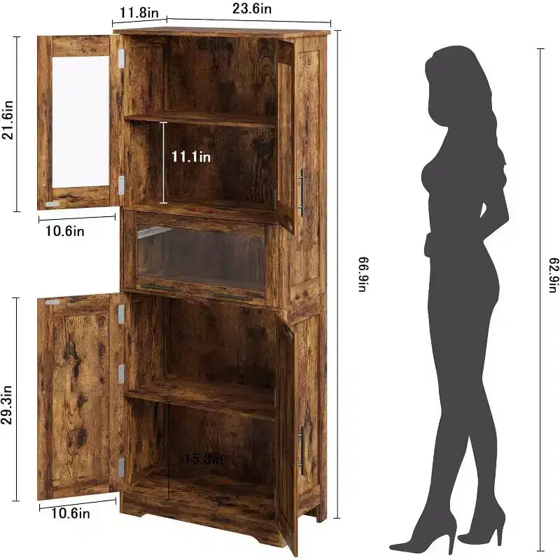 Colonne de salle de bain – Meuble de rangement sur pied avec portes et étagères réglables