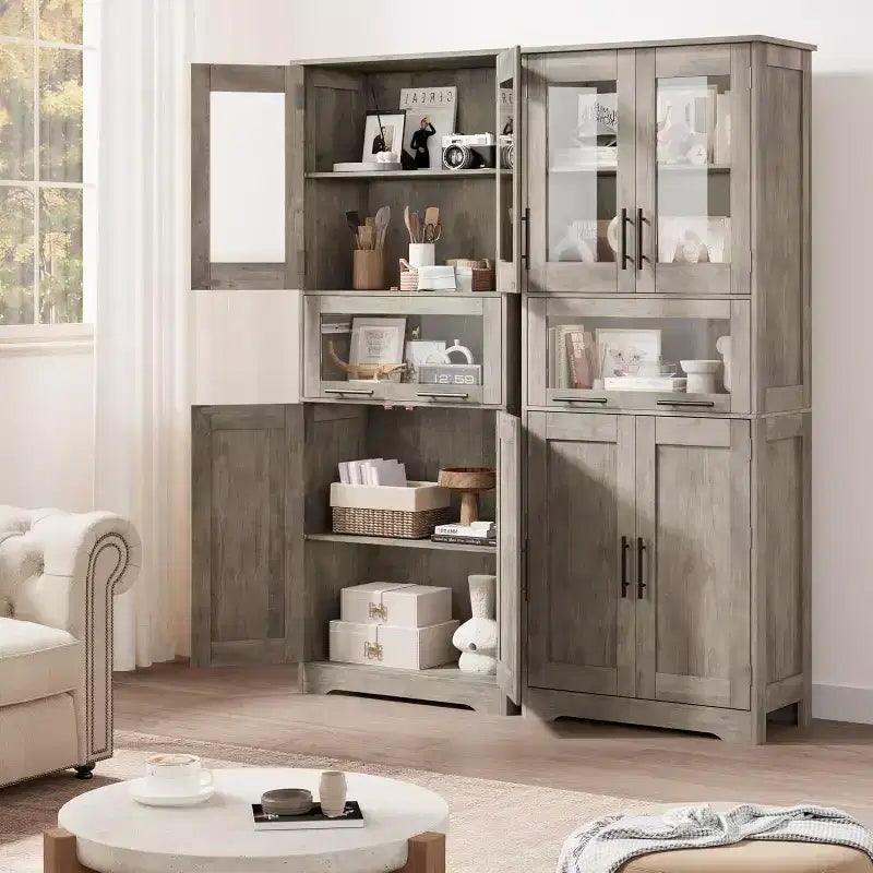 Tall Bathroom Floor Cabinet – Freestanding Storage Unit with Doors & Adjustable Shelves