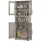 Colonne de salle de bain – Meuble de rangement sur pied avec portes et étagères réglables