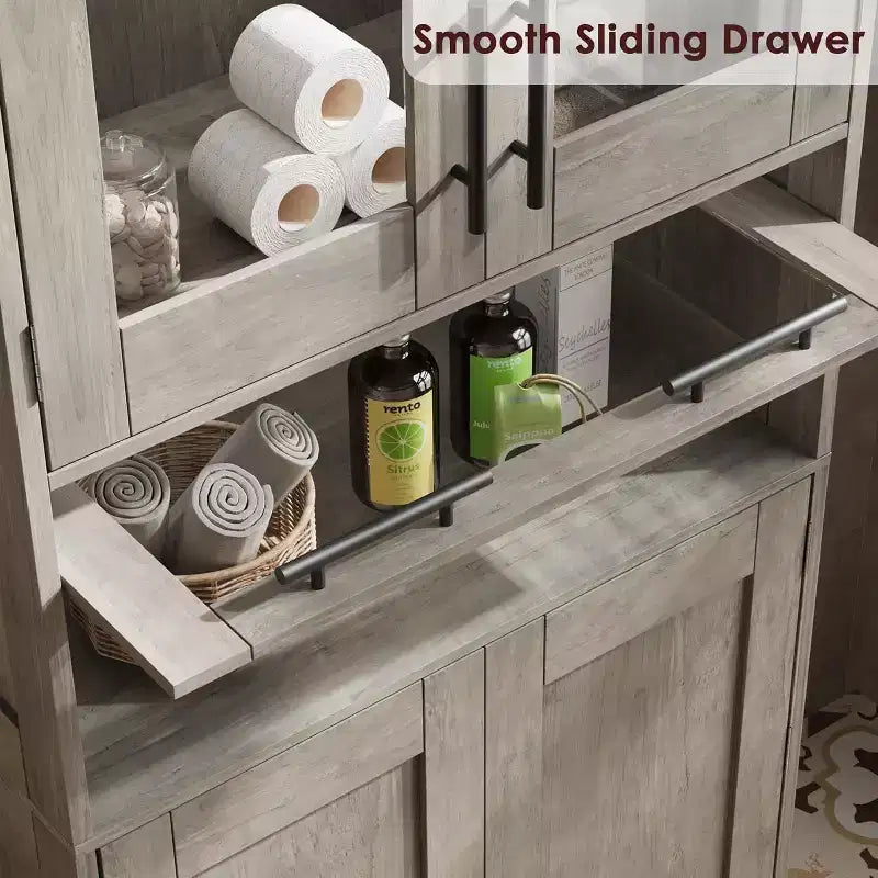 Colonne de salle de bain – Meuble de rangement sur pied avec portes et étagères réglables