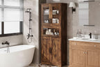 Colonne de salle de bain – Meuble de rangement sur pied avec portes et étagères réglables