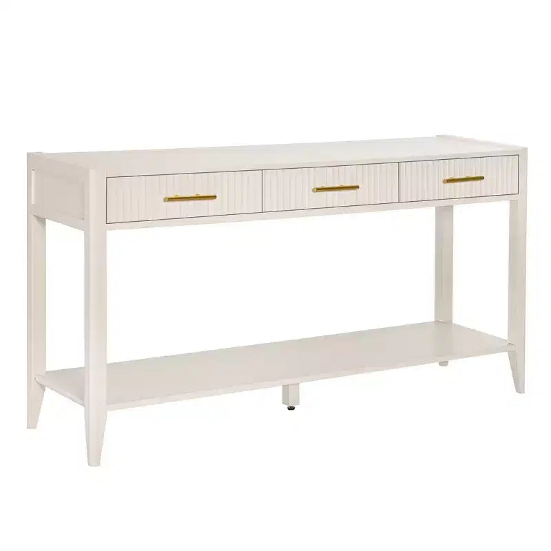 Beige / Black / Blue 60" Console Table with 3 Drawers & Storage Shelf, 1-Person Assembly