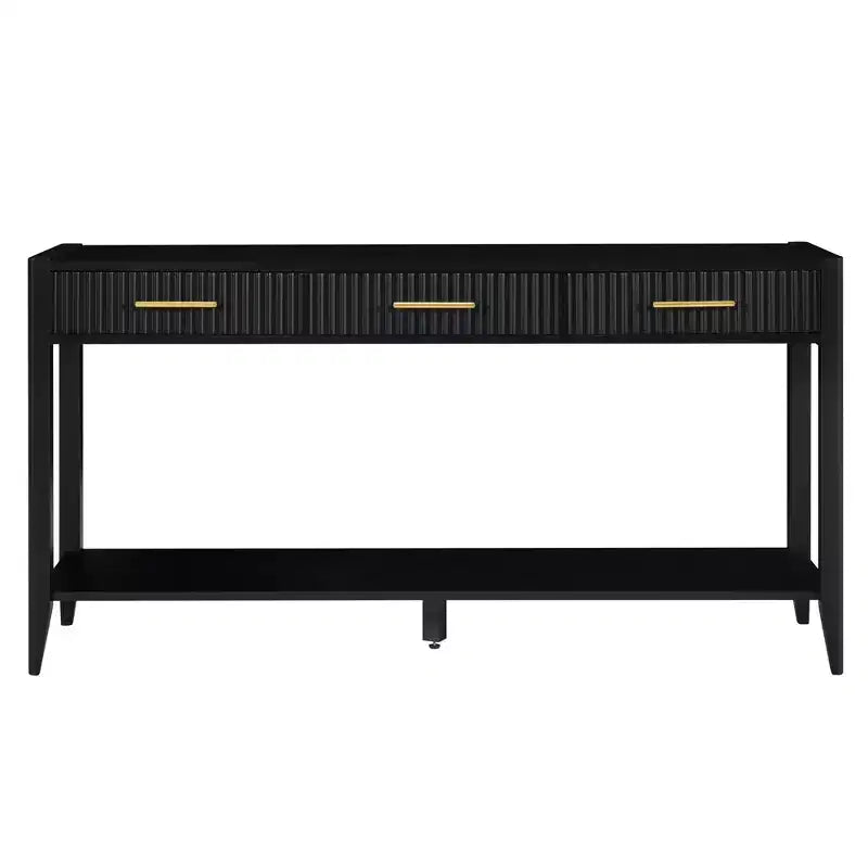 Beige / Black / Blue 60" Console Table with 3 Drawers & Storage Shelf, 1-Person Assembly