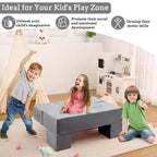 Canapé de jeu modulaire 6 pièces, bleu foncé / gris foncé / rose, canapé en mousse convertible, 2 places
