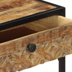 Table console en bois de manguier massif 100 x 35 x 75 cm – Tiroirs sculptés à la main et cadre en acier