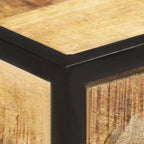 Table console en bois de manguier massif 100 x 35 x 75 cm – Tiroirs sculptés à la main et cadre en acier