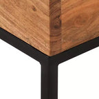 Table d'appoint en bois d'acacia massif 30x30x33 cm – Grain naturel, base en fer noir