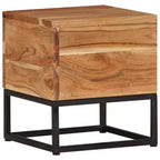 Table d'appoint en bois d'acacia massif 30x30x33 cm – Grain naturel, base en fer noir