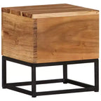 Table d'appoint en bois d'acacia massif 30x30x33 cm – Grain naturel, base en fer noir