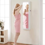 Armoire à bijoux murale de 47,2" avec 6 lumières LED, miroir pleine longueur et armoire verrouillable