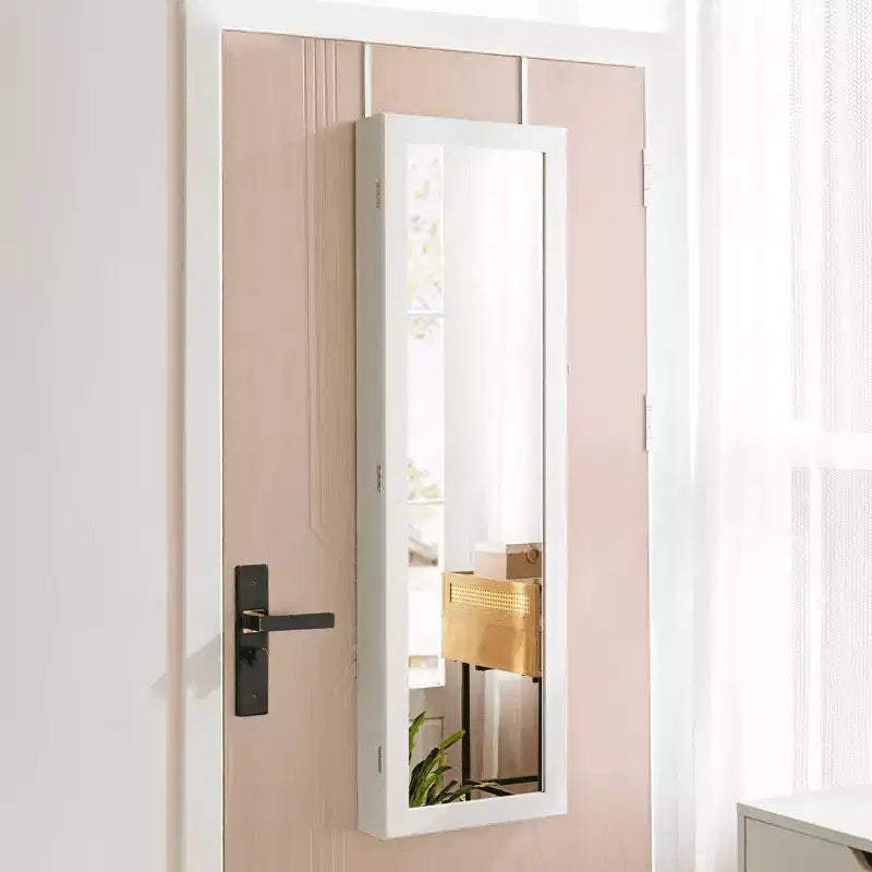Armoire à bijoux murale de 47,2" avec 6 lumières LED, miroir pleine longueur et armoire verrouillable