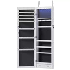 Armoire à bijoux murale de 47,2" avec 6 lumières LED, miroir pleine longueur et armoire verrouillable