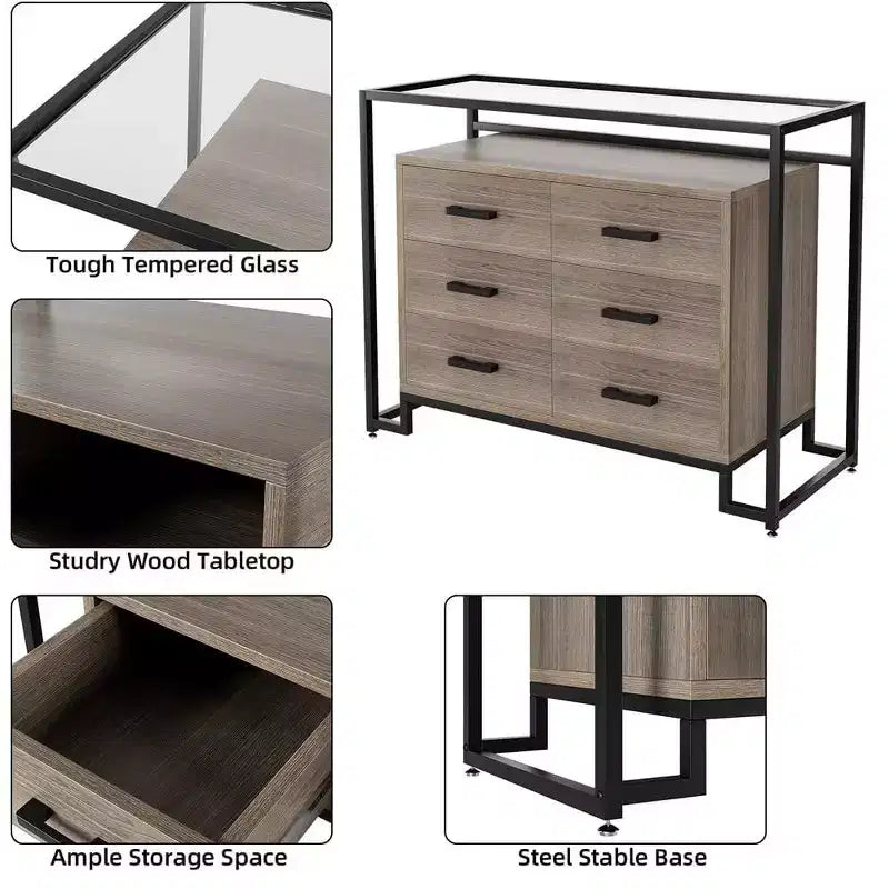 Étagère de boulanger noire à 5 niveaux avec armoire à porte vitrée et tiroir