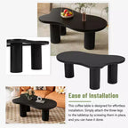 Table basse en forme de nuage noir/blanc, table d'appoint à coin rond à 3 pieds