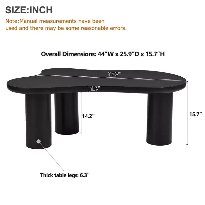 Black / White Cloud Shape Coffee Table, 3-Leg Round Corner Side Table