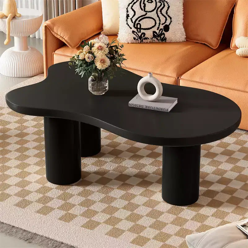 Table basse en forme de nuage noir/blanc, table d'appoint à coin rond à 3 pieds