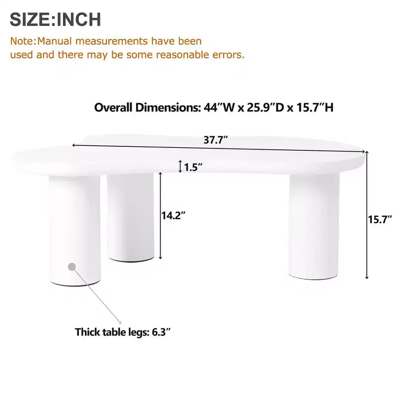 Table basse en forme de nuage noir/blanc, table d'appoint à coin rond à 3 pieds