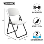 Chaise pliante à piétement en boucle, usage commercial léger, lot de 4 – Blanc, utilisation intérieure et extérieure